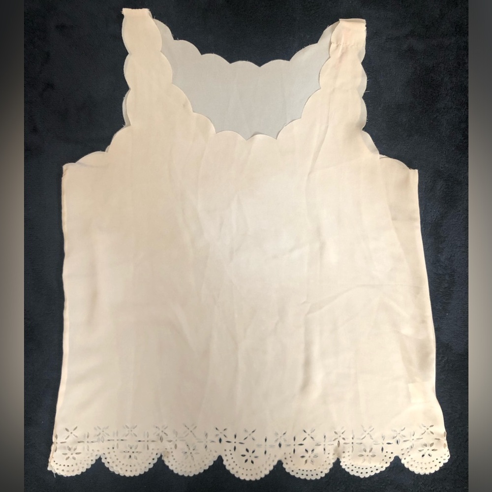 Sweewe Paris Sheer Nude Tan Scalloped Tank Top S/M